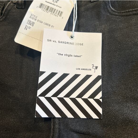 NWT Free People x Sandrine Rose Distressed Jeans, Black, Women's Size 24 - Picture 3 of 8